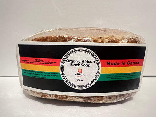 African Black Soap Bar 150g – Raw Unrefined Natural Cleanser for Acne-Prone & Sensitive Skin, Blemishes, Scars & Eczema-Prone Skin – Authentic Traditional Soap, Product of Ghana (5.3 Oz)